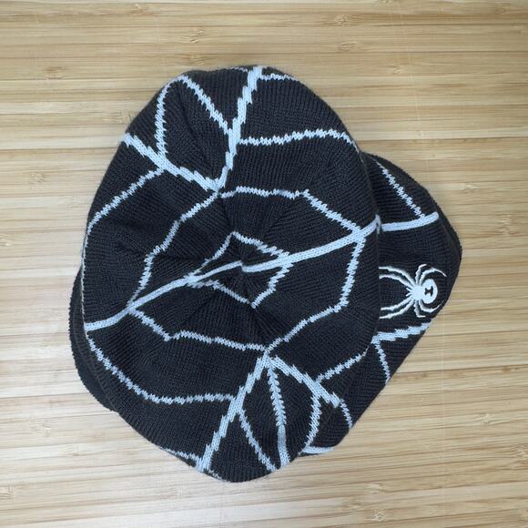 Spyder Youth Toddler Boys‎ Hat Beanie Knit Black White Web Ski Snowboard GUC - Picture 3 of 4